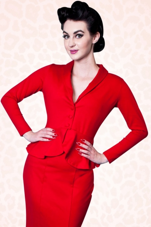 Heart of Haute - 50s Diva Suit Jacket in Red 6