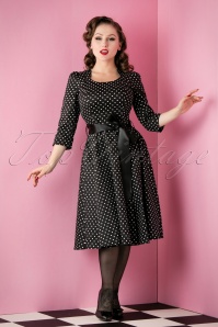 Hearts & Roses - 50s Sofie Polkadot Swing Dress in Black And White 2