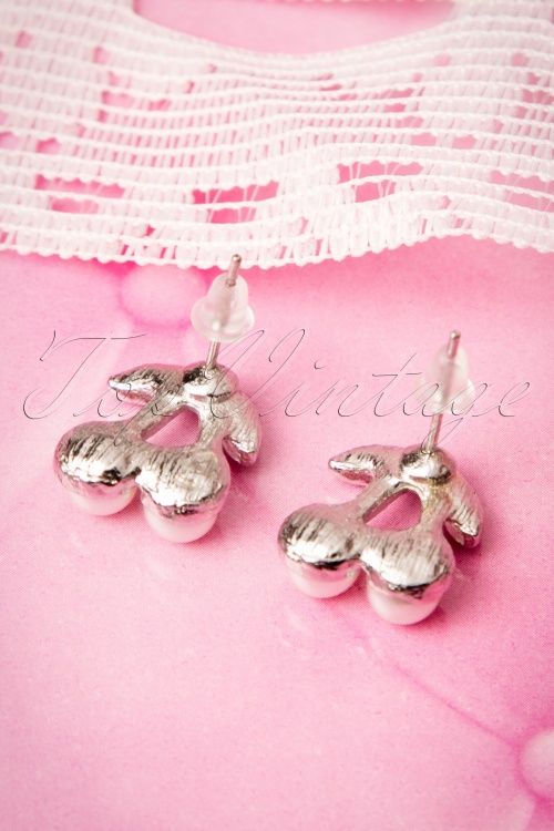  - 50s Silver Cherry Earrings 3