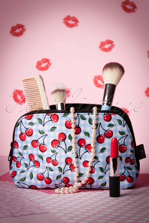 Sassy Sally - Cherry Make-up Bag Années 1950 en Bleu 2