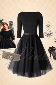 Pinup Couture - 50s Laura Byrnes California Sabrina Top in Black 5