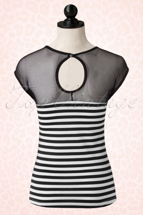 Steady Clothing - 50s Delinquent Top in Black and White Stripes 2
