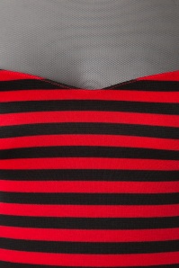 Steady Clothing - 50s Delinquent Top in Black and Red Stripes 3