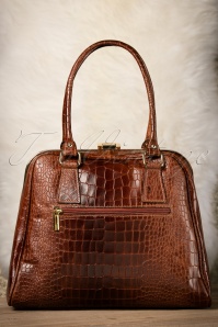 VaVa Vintage - 60s Chic Suitcase Croc Handbag in Brown Leather 5