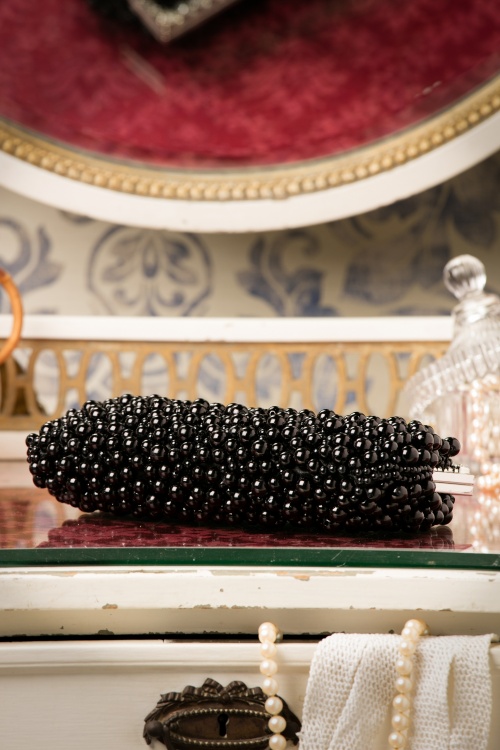 black clutch with pearls