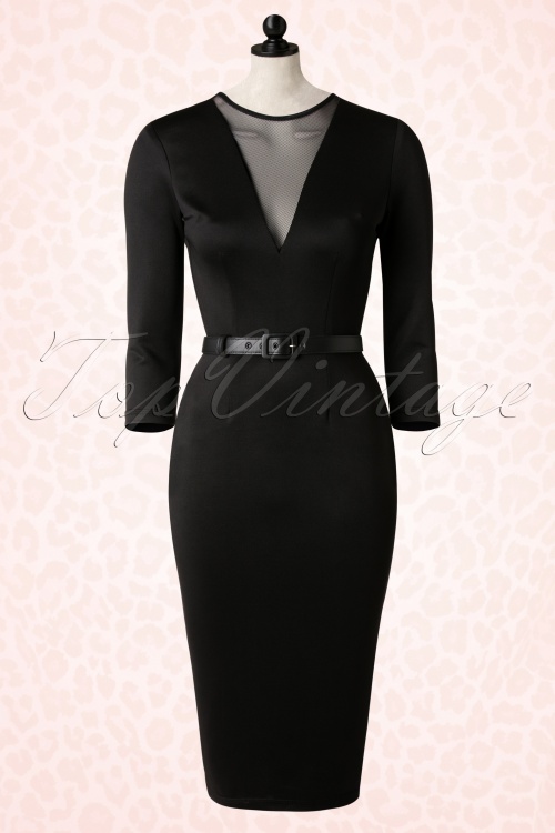 Pinup Couture - 50s Deadly Dames Misfits Pencil Dress in Black 8