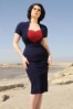 S Veronica Dress In Navy With Red Heart