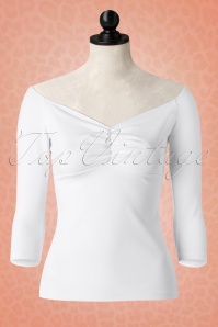 Pinup Couture - 50s Deadly Dames Jailbird Top in White 4