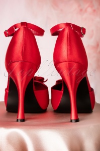 Pinup Couture - Cutiepie T-Strap D'Orsay rood satijnen platformpumps 7