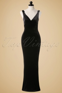 Pinup Couture - 30s Laura Byrnes Gilda Gown in Black Velvet 5