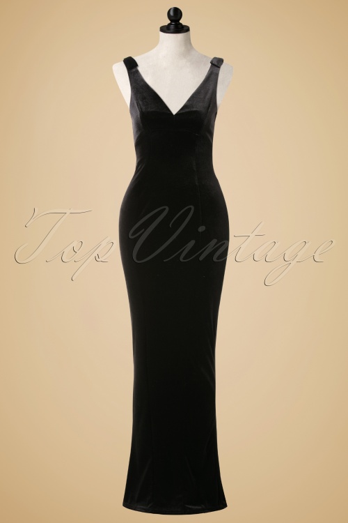 Pinup Couture - Laura Byrnes Gilda-jurk in zwart fluweel 5