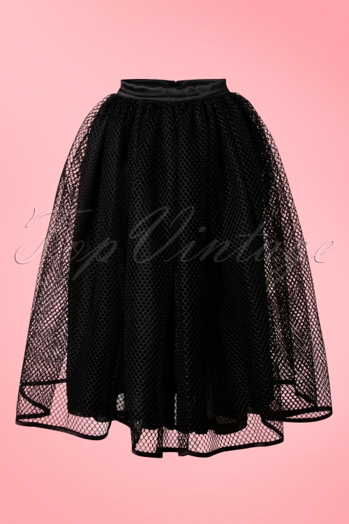 Pinup Couture - 50s Laura Byrnes Lilith Skirt in Black Fishnet 3
