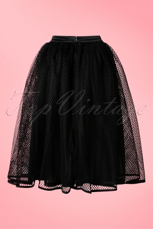 Pinup Couture - 50s Laura Byrnes Lilith Skirt in Black Fishnet 8