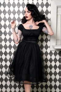 Pinup Couture - 50s Laura Byrnes Lilith Skirt in Black Fishnet