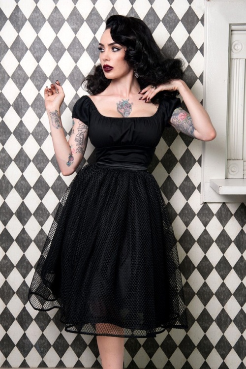 Pinup Couture - Laura Byrnes Lilith rok in zwart visnet