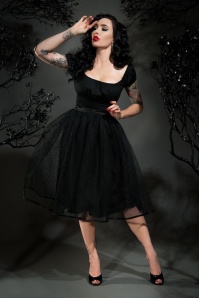 Pinup Couture - 50s Laura Byrnes Lilith Skirt in Black Fishnet 4
