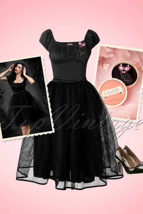Pinup Couture - 50s Peasant Top in Black 11