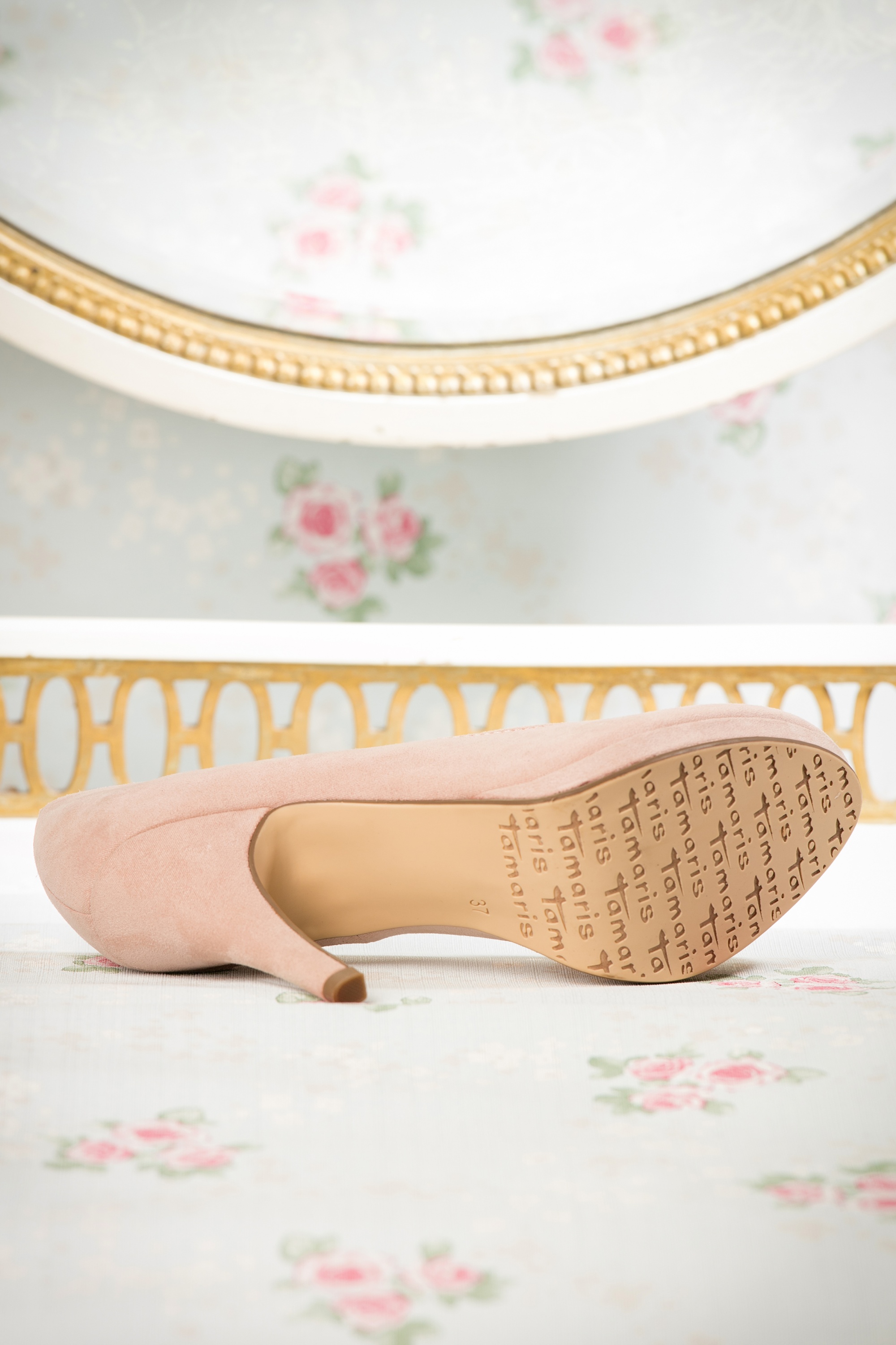 Tamaris - Stijlvolle suedine pumps in blush 7