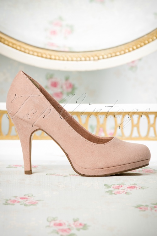 Tamaris - Classy Suedine Pumps Années 50 en Blush