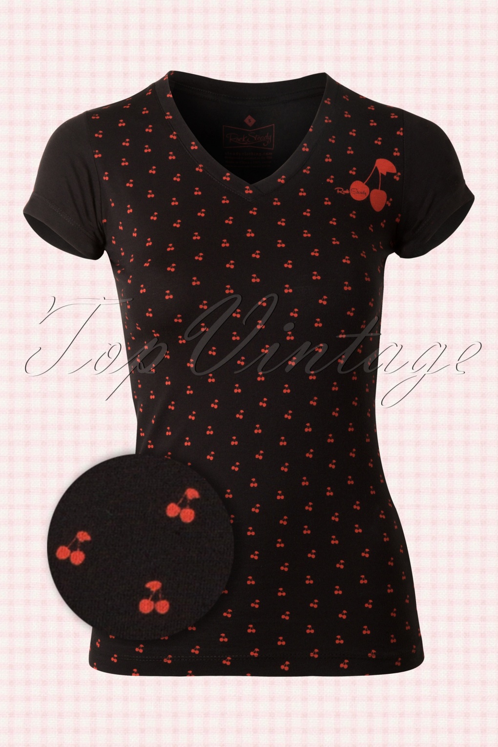 50s All Over Cherries VNeck Tee