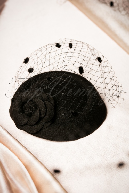 Collectif Clothing - Jemima Hat Années 50 en Noir 2