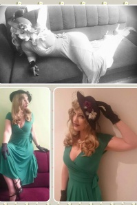 Vintage Chic for Topvintage - Layla gekruiste jurk in groen 7