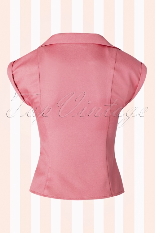 Banned Retro - 50s Dream Master Short Sleeve Blouse in Dusty Pink 4
