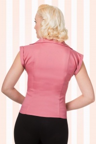 Banned Retro - 50s Dream Master Short Sleeve Blouse in Dusty Pink 5