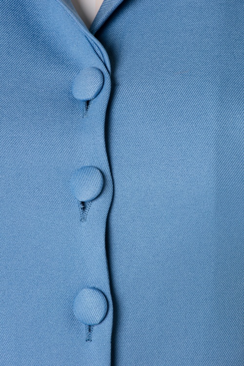 Banned Retro - 50s Dream Master Short Sleeve Blouse in Misty Blue 3