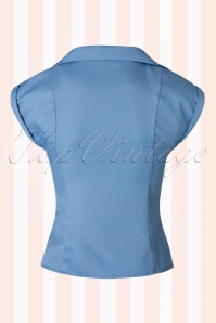 Banned Retro - Dream Master blouse met korte mouwen in mistig blauw 4
