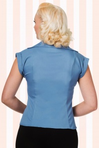 Banned Retro - Dream Master blouse met korte mouwen in mistig blauw 5
