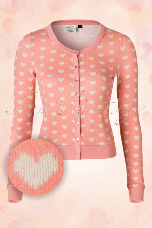 Banned Retro - Amber Hearts Cardigan Années 40 en Rose