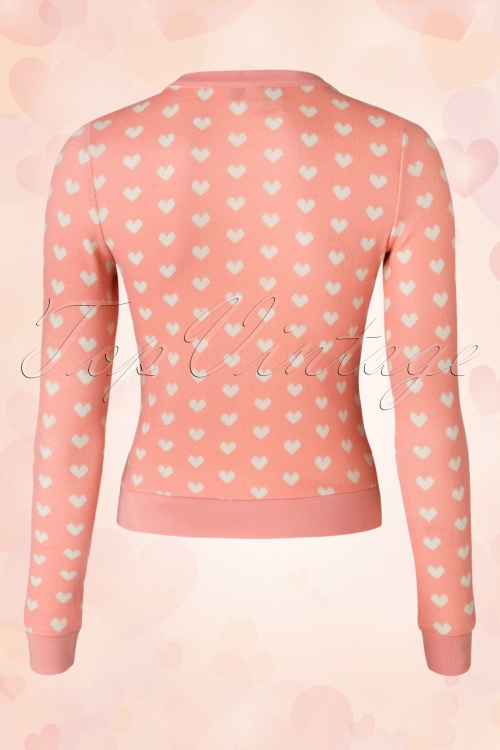 Banned Retro - 40s Amber Hearts Cardigan in Pink 2