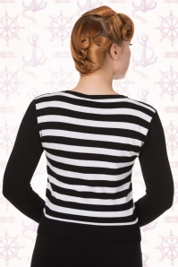 Banned Retro - Sailor Party vest in zwart-witte strepen 5