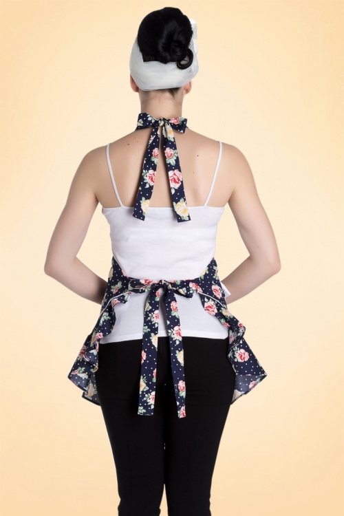 Bunny - 50s Emma Floral Apron in Navy 4