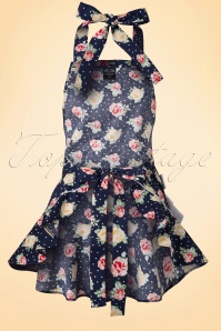 Bunny - 50s Emma Floral Apron in Navy 5