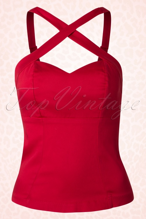 Pinup Couture - 50s Deadly Dames Vixen Top in Red 4