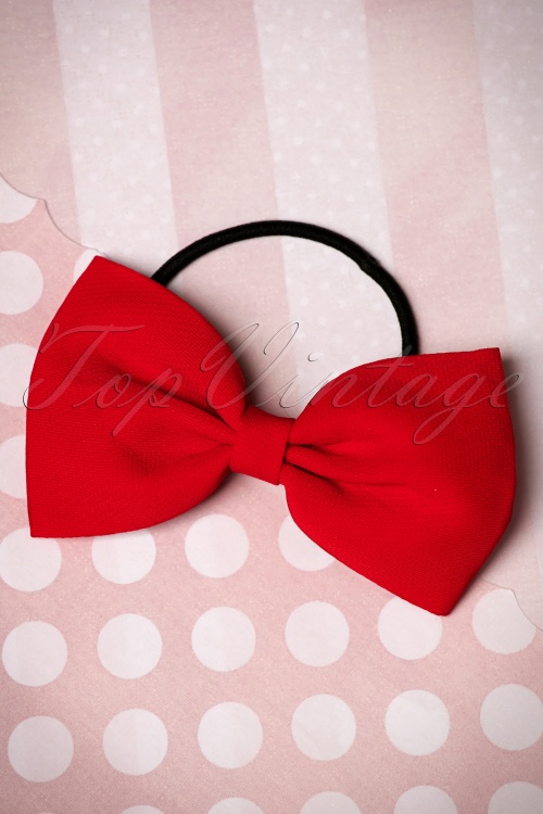 Banned Retro - Lovestruck Bow Hair Band in Red