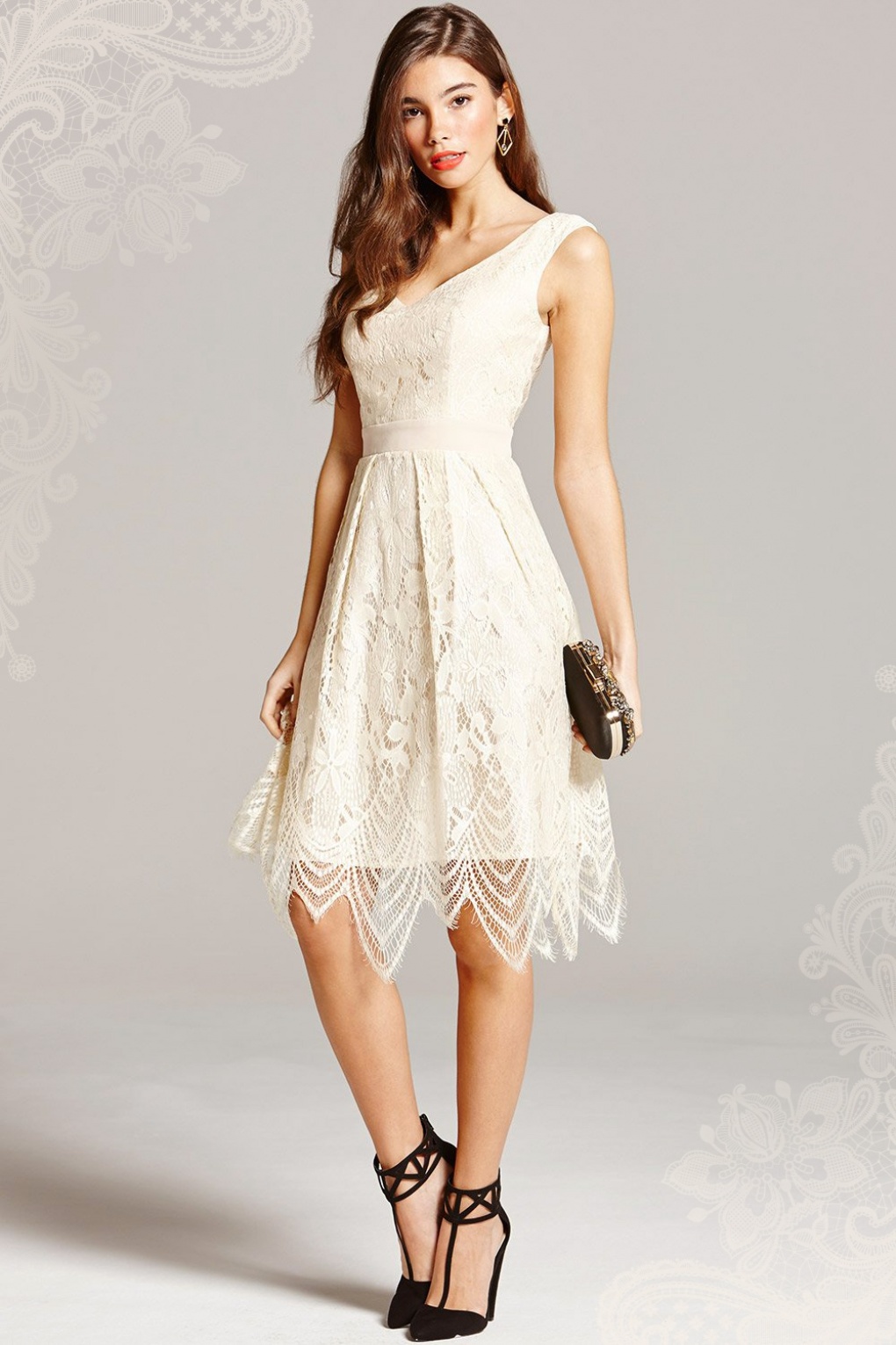 80127 Little Mistress Cream Lace Dress 102 51 18155 20160127 00013 full