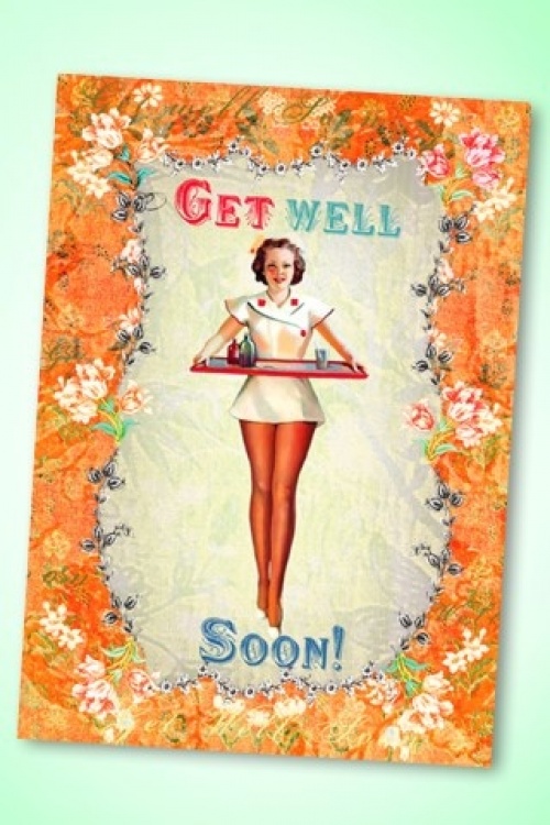  - 50s Nurse Get Well Soon Greeting Card