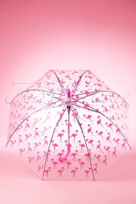 So Rainy - Pretty Flamingo Transparent Dome Umbrella Années 1960 3