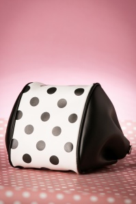 Lola Ramona - 50s Boatie Polka Dot Handbag in Black and White 6