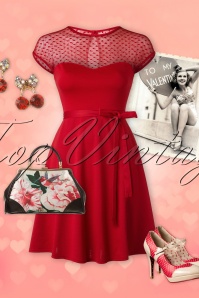 Steady Clothing - Madeline Hearts Only Swing-Kleid in Rot 7