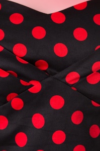 Dolly and Dotty - 50s Melissa Polkadot Bandeau Swing Dress in Black and Red 6
