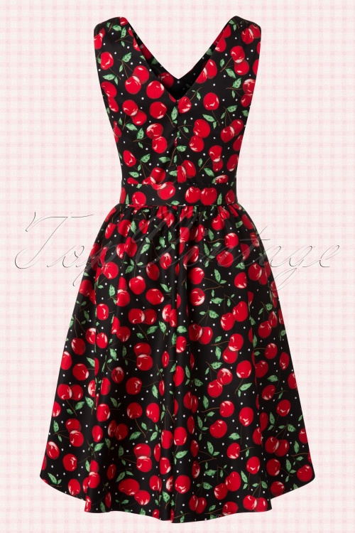 Dolly and Dotty - 50s Petal Cherry Swing Dress in Black 8