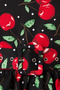 Dolly and Dotty - 50s Petal Cherry Swing Dress in Black 6