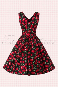 Dolly and Dotty - 50s Petal Cherry Swing Dress in Black 7