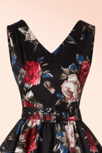 Dolly and Dotty - 50s Petal Roses Swing Dress in Black 4