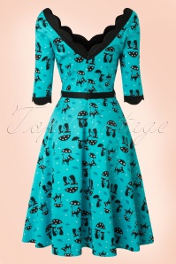 Vixen - Jade Cat Swing Dress Années 50 en Bleu 5