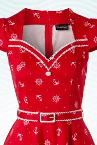 Vixen - 50s Gwyneth Sailor Swing Dress in Red 5